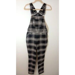 Hot Topic Overalls Women’s Small Black Blue Plaid Pants Grunge Punk Gothic Emo
